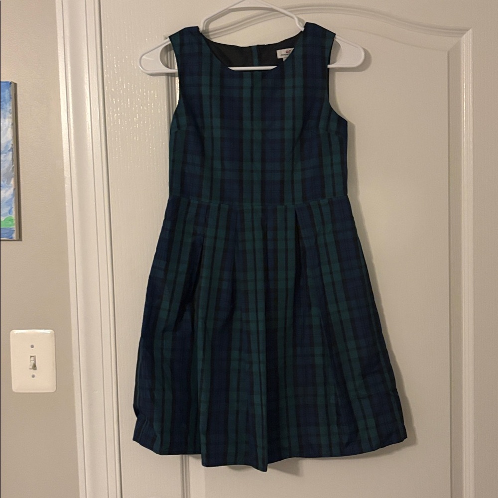 Vineyard Vines Kids Plaid Dress in Navy and Teal